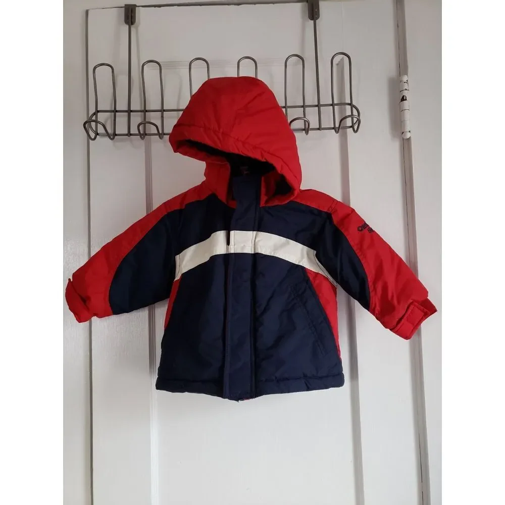 Osh Kosh‎ B'gosh Boys Red & Blue Hooded Winter Warm Coat Size 18M